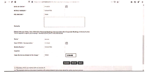 Mobile Confirmation step to pay Sainik School Fess through SBI Payment Gateway 